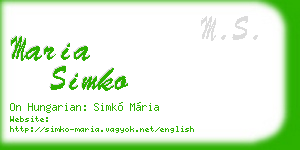 maria simko business card