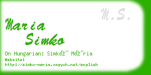 maria simko business card